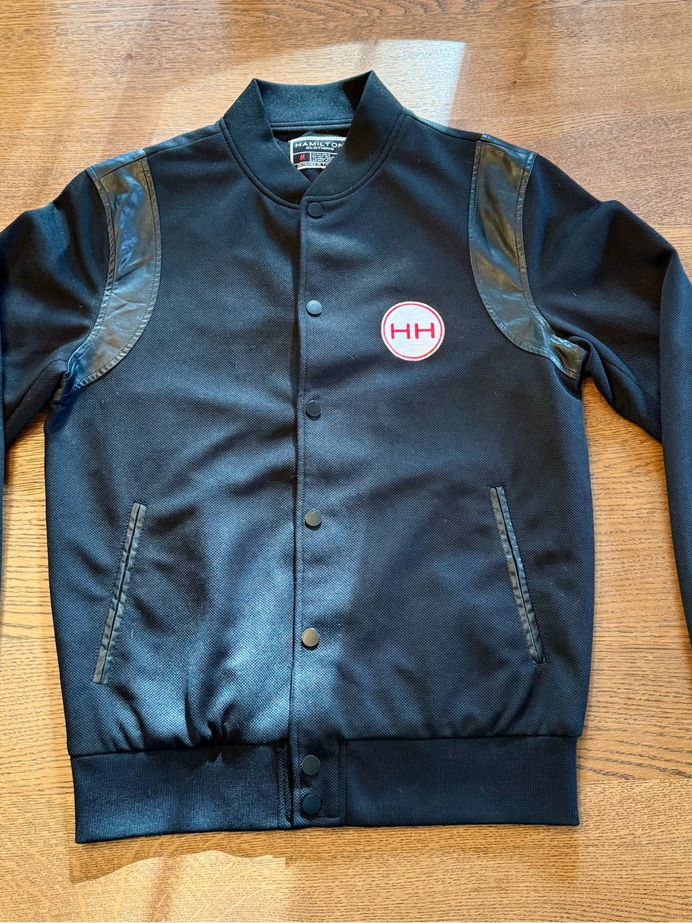Hamilton Clothing Black Bomber Jacket with Red HH Patch